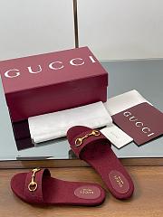 Gucci Horsebit GG Canvas Red Slides - 5
