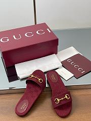 Gucci Horsebit GG Canvas Red Slides - 3