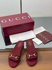 Gucci Horsebit GG Canvas Red Slides - 2