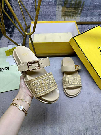 Fendi Feel Mesh Sandals Raffia