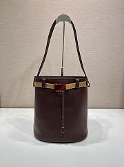 Prada Buckle Leather Bucket Bag Jeweled Belt 26.5x29x18cm - 1