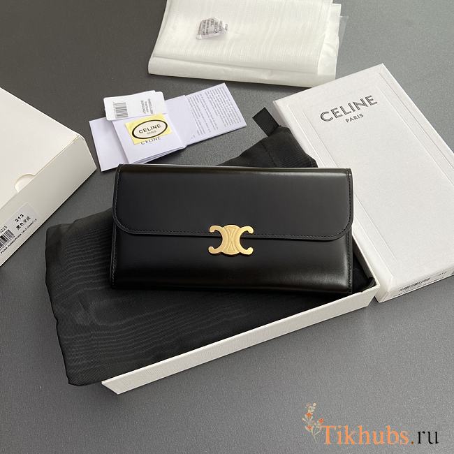 Celine Wallet Triomphe Black 19x10x3cm - 1