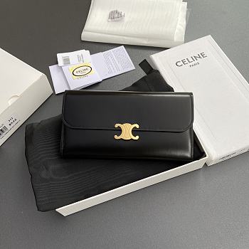 Celine Wallet Triomphe Black 19x10x3cm