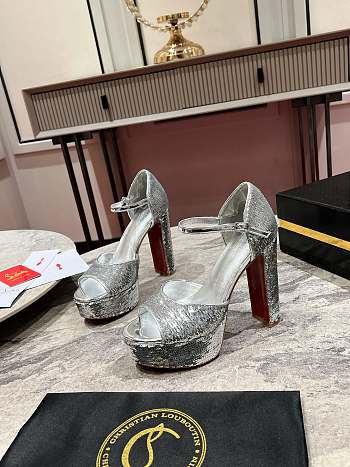 Christian Louboutin Sandaloo 130mm Silver Satin Heel