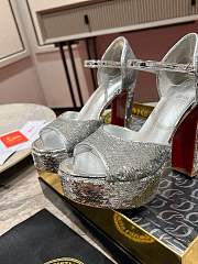Christian Louboutin Sandaloo 130mm Silver Satin Heel - 5