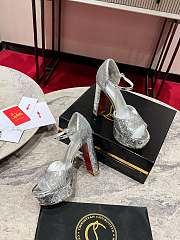 Christian Louboutin Sandaloo 130mm Silver Satin Heel - 3