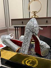 Christian Louboutin Sandaloo 130mm Silver Satin Heel - 2