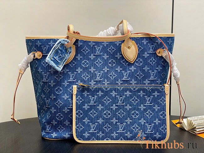 Louis Vuitton LV Neverfull MM Denim Blue 31x28x14cm - 1