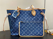 Louis Vuitton LV Neverfull MM Denim Blue 31x28x14cm - 1