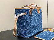 Louis Vuitton LV Neverfull MM Denim Blue 31x28x14cm - 6