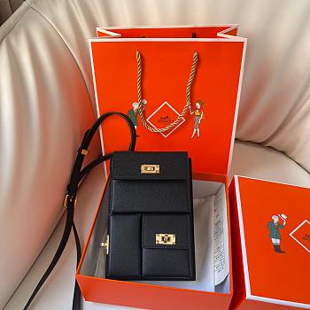 Hermes Kelly Multipocket To Go Black Gold 18x11cm