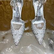 Jimmy Choo Stevie 100 Silver Suede Crystal Pumps - 4