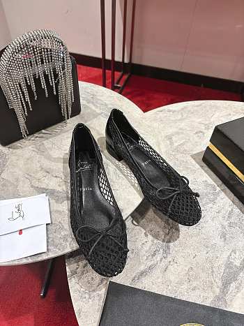 Christian Louboutin Sweetie Jane Mesh Black Patent Ballerinas
