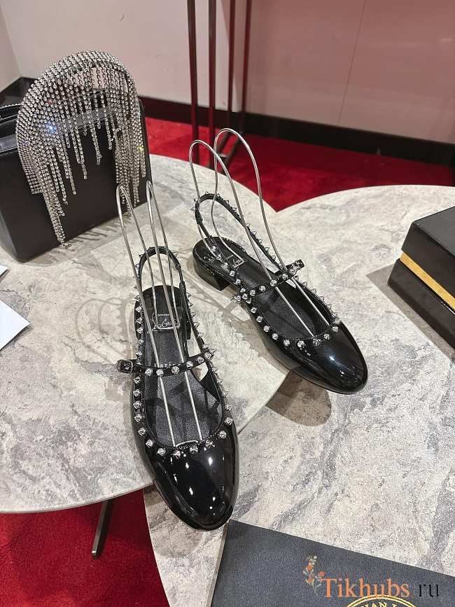 Christian Louboutin Sweet Janispikes Slingbacks Black Patent - 1