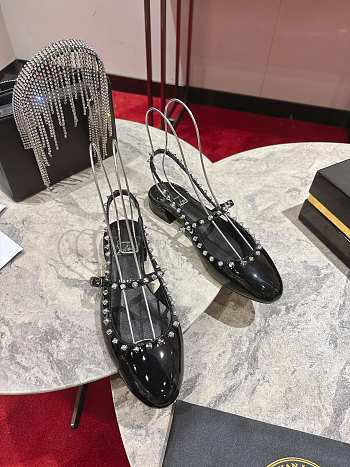Christian Louboutin Sweet Janispikes Slingbacks Black Patent