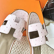 Hermes Oran Light Pink Ostrich Slides - 5
