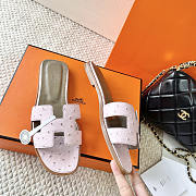 Hermes Oran Light Pink Ostrich Slides - 4