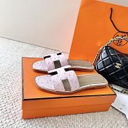 Hermes Oran Light Pink Ostrich Slides - 3