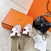 Hermes Oran Light Pink Ostrich Slides - 2