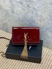 YSL Kate Bag Red Wine Patent 19x12.5x4cm - 1