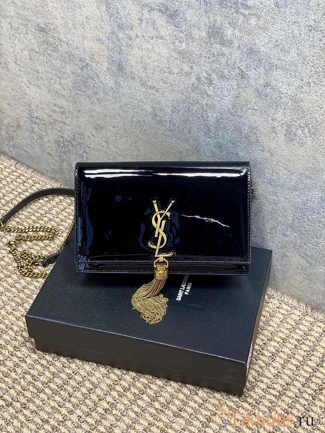 YSL Kate Bag Black Patent 19x12.5x4cm - 1