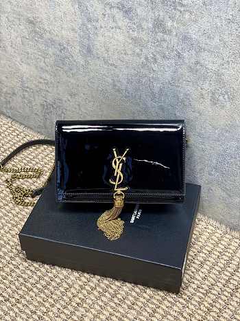YSL Kate Bag Black Patent 19x12.5x4cm