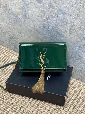 YSL Kate Bag Green Patent 19x12.5x4cm