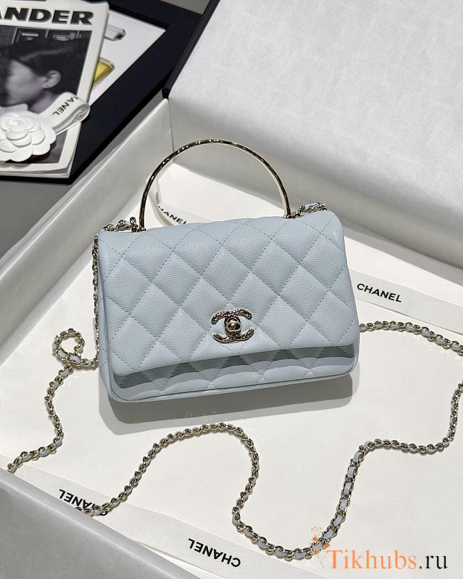 Chanel 25s Coco Crush Handle Light Blue Caviar 18x11.5x7cm - 1