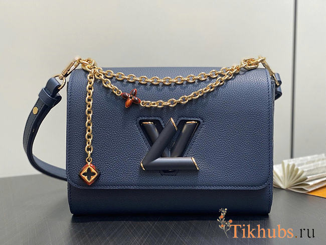 Louis Vuitton LV Twist MM Slim Bag Navy Blue 23x16x8cm - 1