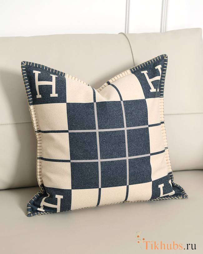 Hermes Avalon Wool Pillow Navy Blue - 1