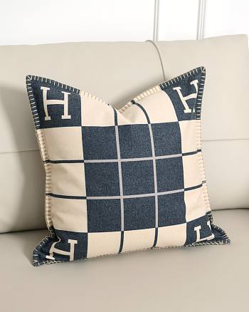 Hermes Avalon Wool Pillow Navy Blue