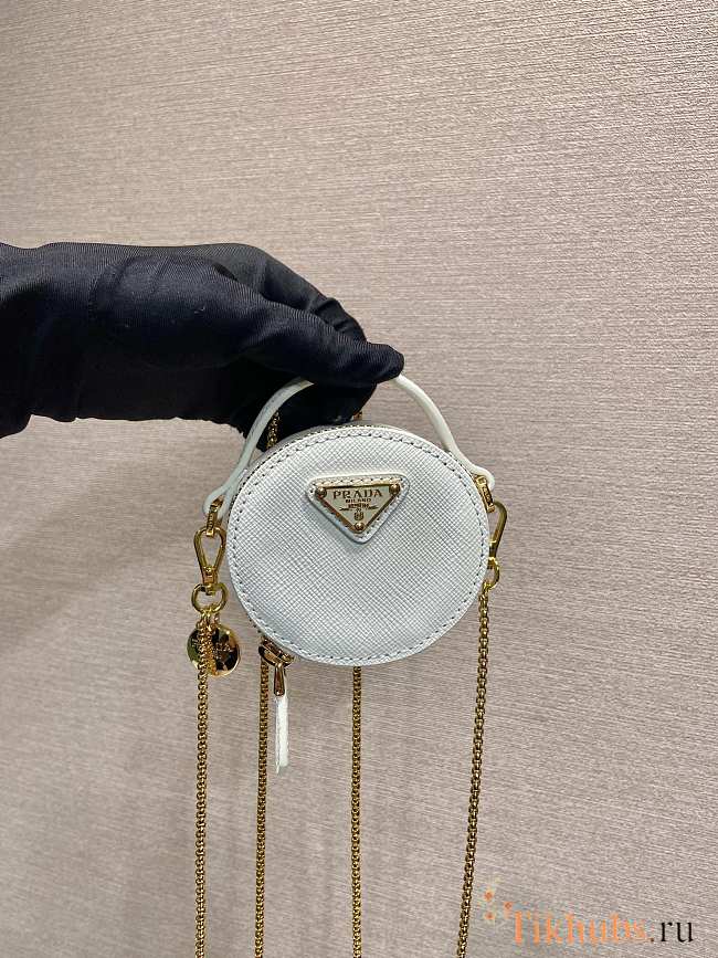 Prada Mini Pouch White Saffiano 8x8x3.5cm - 1