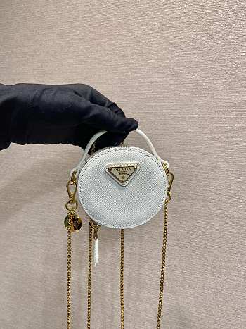Prada Mini Pouch White Saffiano 8x8x3.5cm