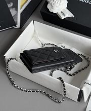 Chanel Phone Holder Crossbody Caviar Silver Black 18x9.5x3cm - 5