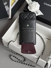 Chanel Phone Holder Crossbody Caviar Silver Black 18x9.5x3cm - 4