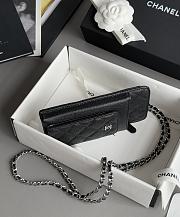 Chanel Phone Holder Crossbody Caviar Silver Black 18x9.5x3cm - 3