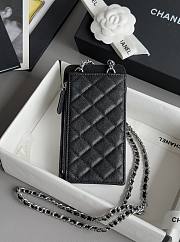Chanel Phone Holder Crossbody Caviar Silver Black 18x9.5x3cm - 2