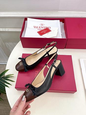 Valentino Valet Slingback Ballerina Black Brown Flat 6cm