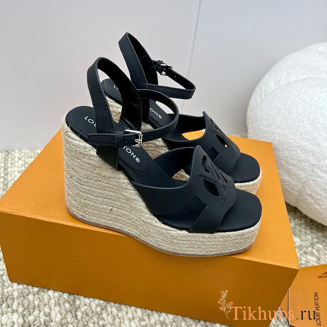 Louis Vuitton LV Isola Wedge Sandal Black 8cm - 1
