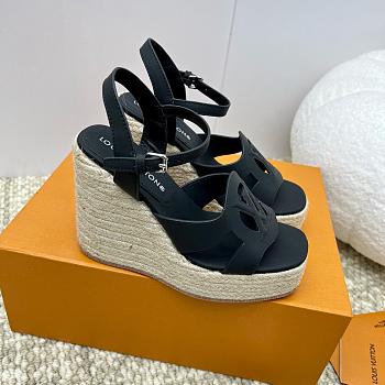 Louis Vuitton LV Isola Wedge Sandal Black 8cm