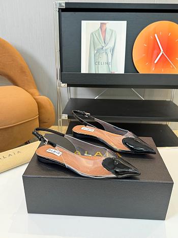 Alaia Flat Slingback Patent Black