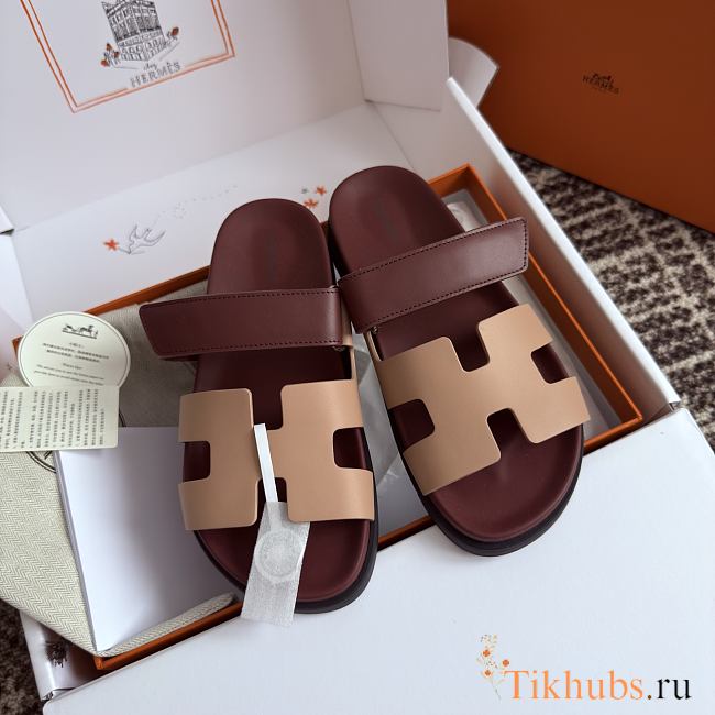 Hermes Chypre Wine Beige Sandal - 1
