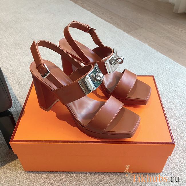 Hermes Ilona 90 Sandal Brown Heel - 1