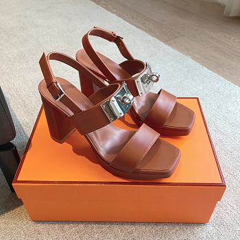 Hermes Ilona 90 Sandal Brown Heel