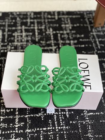 Loewe Petal Anagram Slide Soft Calfskin Green