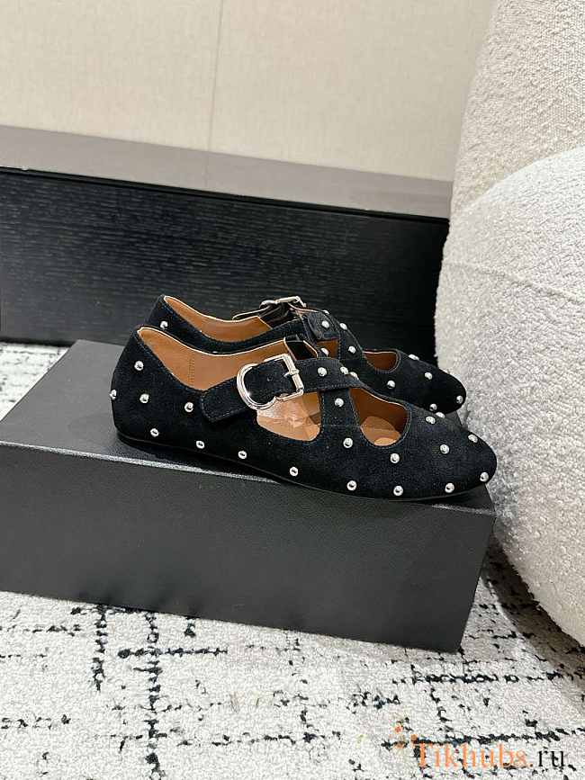 Alaïa Suede Embellished Criss-Cross Ballet Flats - 1