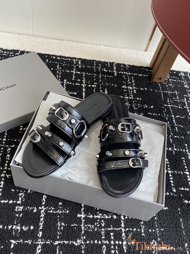 Balenciaga City Mule Flat Black Arena Lambskin - 1