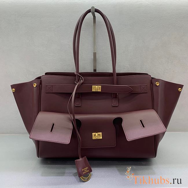 Balenciaga Bel Air Medium Carry All Bag Dark Burgundy 36.9x28.9x16cm - 1