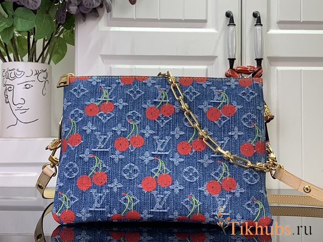 Louis Vuitton LV x TM Coussin PM Cherry Denim 26x20x12cm - 1