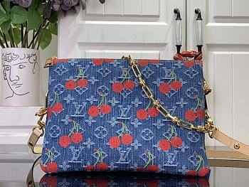 Louis Vuitton LV x TM Coussin PM Cherry Denim 26x20x12cm